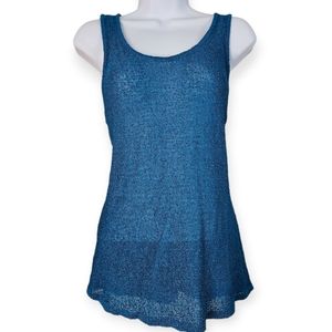 NWOT Chicos blue sheer mesh tank top blouse Womens Large